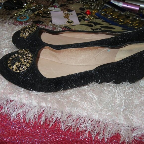 BOGO Antonio Melani Black Sparkle Embellished Jaguar Ballet Flats size 7.5 - Picture 2 of 10